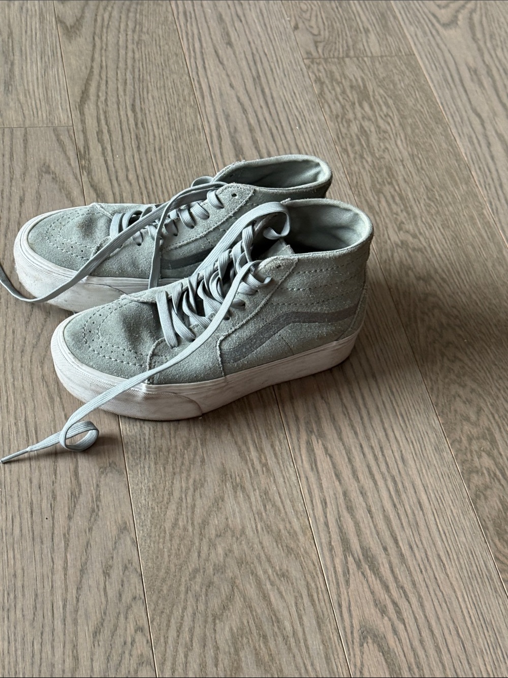 Vans High-Top Platform Sneakers in Light Gray